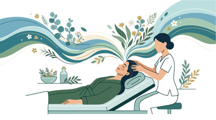 Obraz premium Professional head massage therapy session for relaxation and wellness.