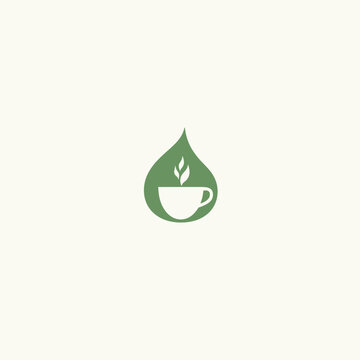 Green leafy cup of coffee.