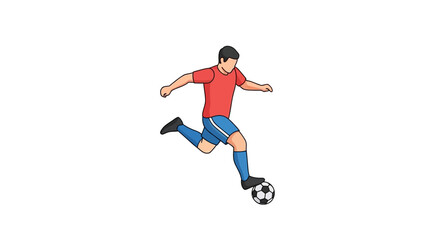 Obraz premium Soccer player dribbling a football vector illustration on white