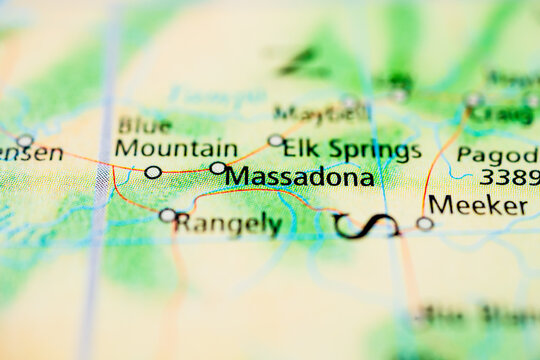 Detailed map close up of Massadona Colorado showing surrounding towns and highways.