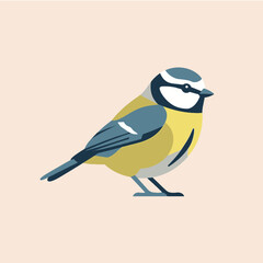 A sunny blue tit perches gracefully on a pale pink backdrop © ameo