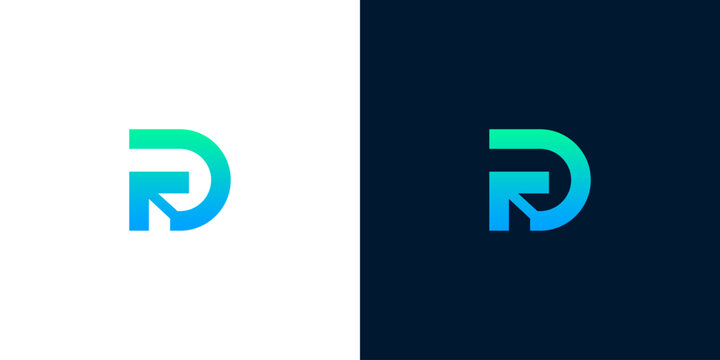 Modern letter D arrow logo design concept representing financial growth and corporate success