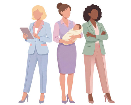 Motherhood illustration of business women
