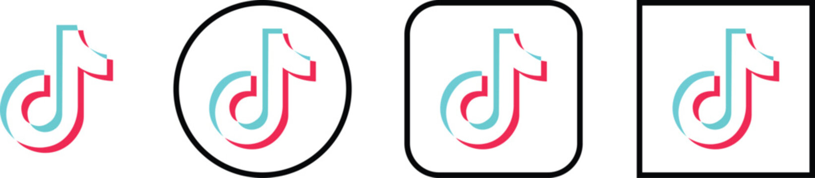 Tik Tok social media logos icons in flat, line set. Editorial popular Social media Tik tok application editorial vector for apps or web business and advertising.