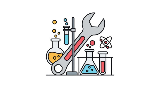 Science laboratory tools and equipment icon.
