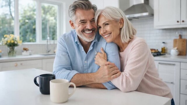 Happy senior couple at home.
