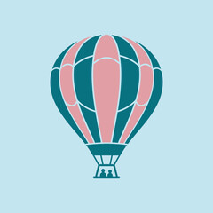 Fototapeta premium A stylized hot air balloon floats against a pale sky