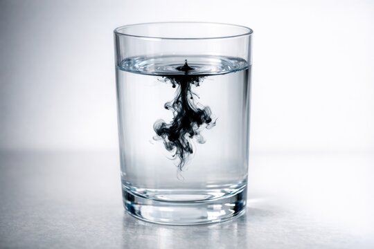 A glass of water with sediment at the bottom, suitable for use in medical or science-related contexts