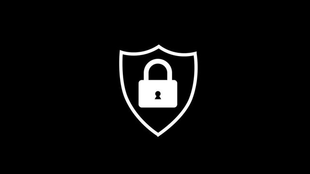 Data Security Icon logo .Security Protection Account, on white and green background. 4K Video motion graphic animation.