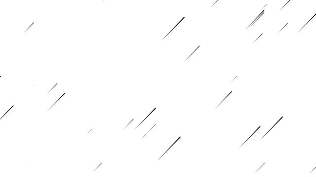 falling meteorites rain video with white background. streaks of light fall like rain against black. Meteor rain falling animation. Looping seamless heavy rainfall storm effect overlay