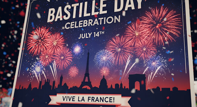 Bastille Day Fireworks Celebration Paris Eiffel Tower Vive La France July 14th