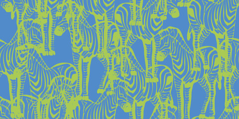 Zebra Seamless Pattern. Hand drawn style. © Sviatlana