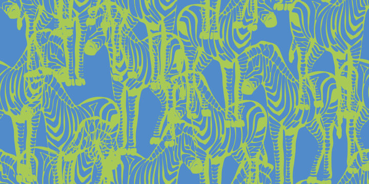 Zebra Seamless Pattern. Hand drawn style.