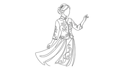 Fototapeta premium Woman in traditional dress dancing alone.