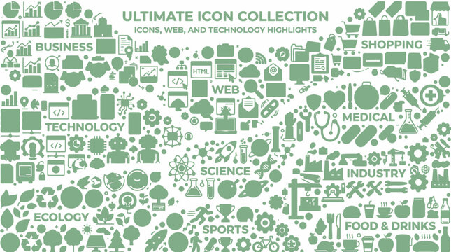 Ultimate Icon Collection of Business Technology Science Industry and Medical Symbols