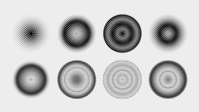 Ripple dot circle pattern with concentric waves and radial lines. Vector sound icon with circular rings. Abstract geometric background with spiral effect, halftone gradient and pulse design.