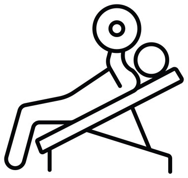 Minimalist vector graphic illustration of a person performing incline barbell bench press exercise for fitness training on transparent background