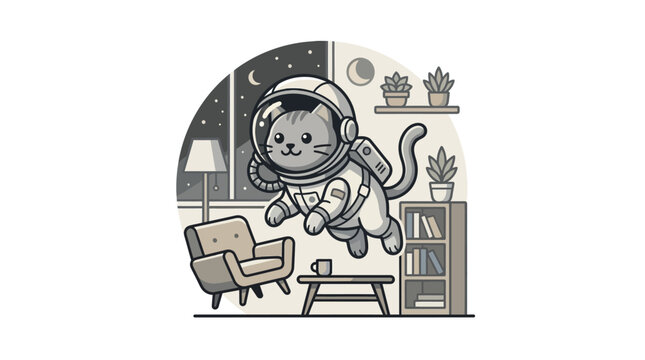 Astronaut Cat Wearing Space Suit.