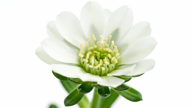 Macro Shot of a White Flower Bud Ready to Bloom Isolated on a White Background