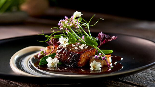 Fine Dining Culinary Masterpiece with Contemporary Plating Design