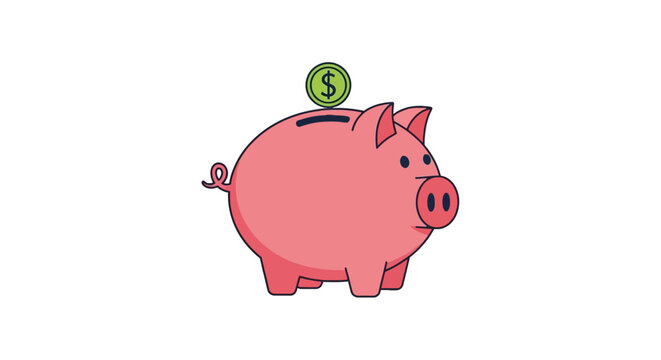 Pink Pig Saving Money Concept.