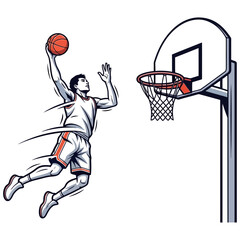Basketball Player Slam Dunk Vector Illustration © jaka-Stock