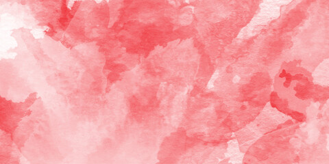 Fototapeta premium Abstract red watercolor splash background on textured white paper, for website banner design, christmas or valentine concept, spreading crimson red watercolor, elegant on red watercolor background.