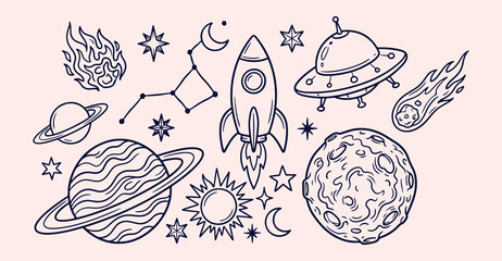 Outer space galaxy exploration, cosmic planet rocket design, astronaut spaceship travel theme, mysterious galaxy star pattern, futuristic space adventure icons, interstellar mission galaxy art, scient © Geetaroy