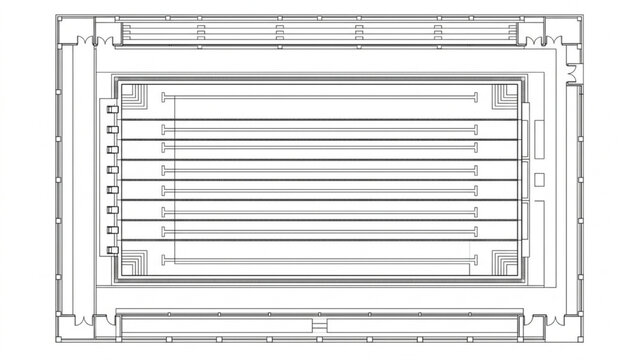 Olympic Swimming Pool Complex Floor Plan with Grandstand Seating CAD Vector Technical Layout