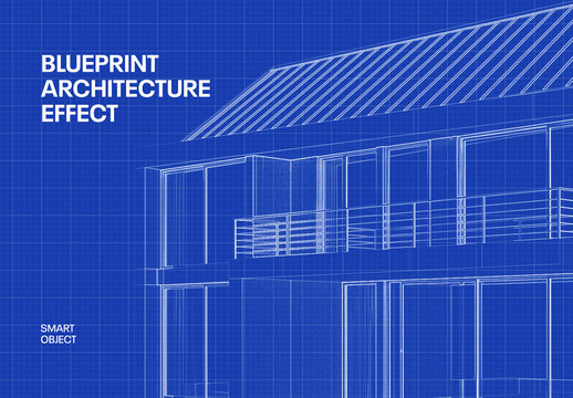 Blueprint Architecture Design 3D Photo Effect