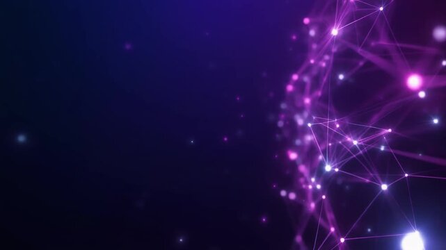 相互に繋がり光を放つネットワークノードの未来的な背景（データサイエンス）
