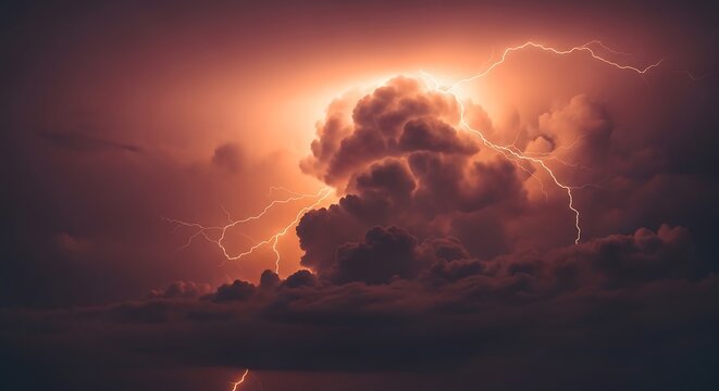 Dramatic Volcanic Eruption at Night with Ash Cloud and Glowing Lava