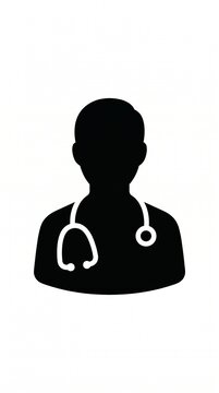 Minimalist doctor icon in black solid vector silhouette style.