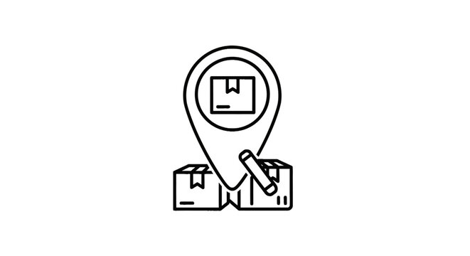 Icon of location with package delivery.