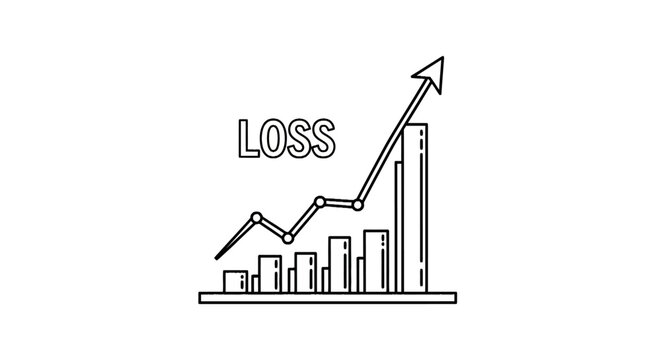 Financial loss graph with arrow.