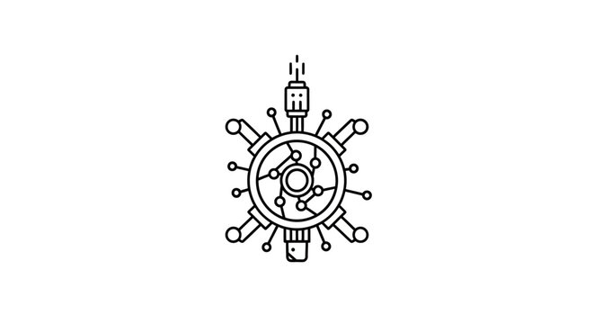 Gear with tools and light bulb.