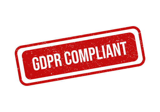 Red rubber stamp showing the text gdpr compliant with a grunge texture effect isolated on transparent background