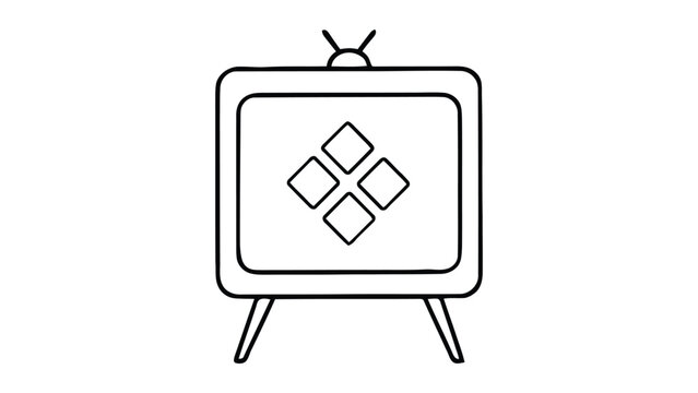 Line of an old-fashioned tv with antenna and test pattern television
