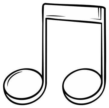 Simple hand drawn musical note illustration representing a quarter note with a flag