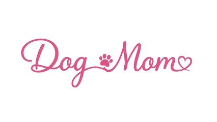 Fototapeta premium Dog Mom Pink Heart Paw Print Logo