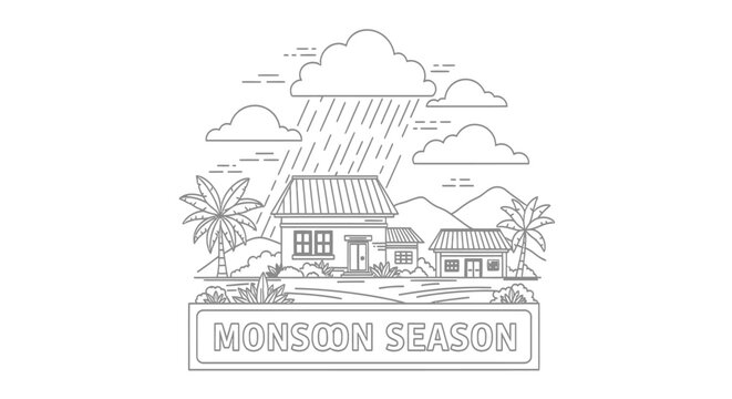 Monsoon Season Weather Illustration.