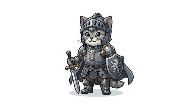 Knight Cat Wearing Armor Suit.