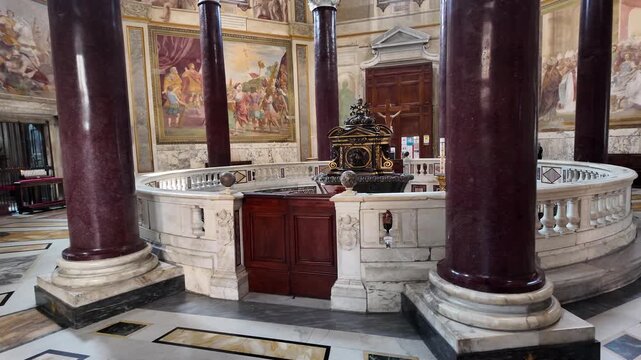 Interior view of the historic Lateran Baptistery in Rome Italy