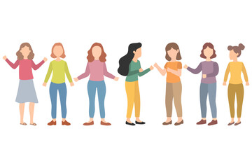 Fototapeta premium Diverse Group of Women In Casual Clothing Illustration