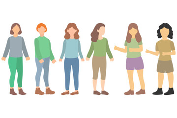 Obraz premium Diverse Group of Women Standing Together Illustration