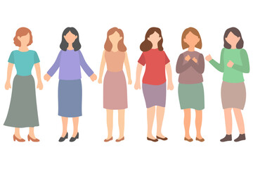 Obraz premium Diverse Group of Professional Women Standing Together Illustration
