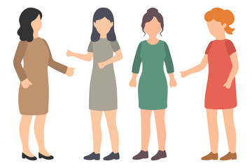 Fototapeta premium Four Diverse Women in Business Attire Standing Together Illustration