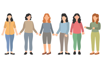 Fototapeta premium Diverse Group of Women Standing and Talking Together Illustration