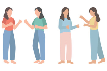 Fototapeta premium Four Women Standing and Having Conversation Illustration