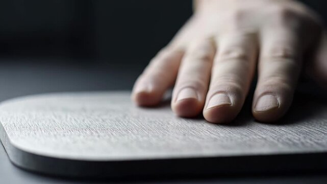 ?Gloved hand gently caressing smooth surface in closeup